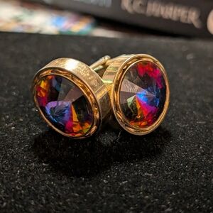 Gold Multicolor Stud Earrings